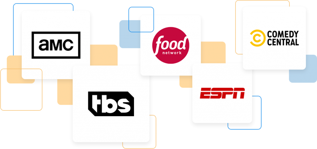 5 Boxes with TV Networks - AMC, TBS, Food Network, ESPN, and Comedy Central